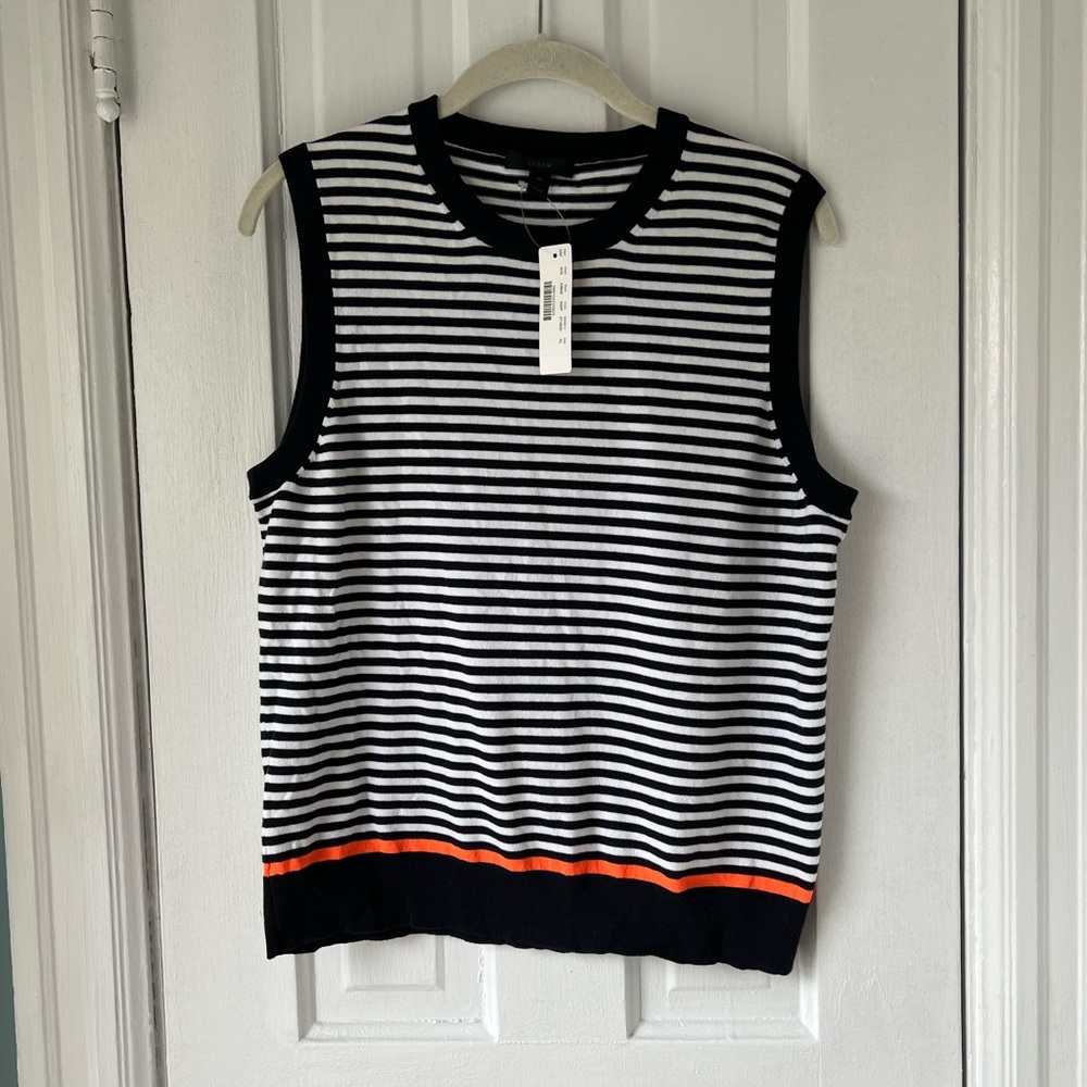 NWT - JCREW - NAVY/WHITE STRIPE VEST